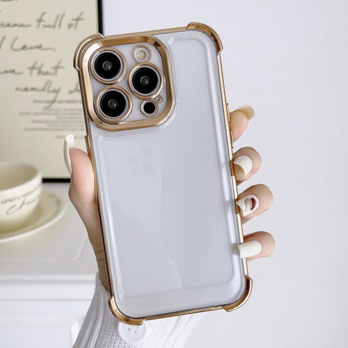 For iPhone 15 Pro Max Electroplating Four-corner Shockproof Space Phone Case(Gold) - HoMEdemic™ 