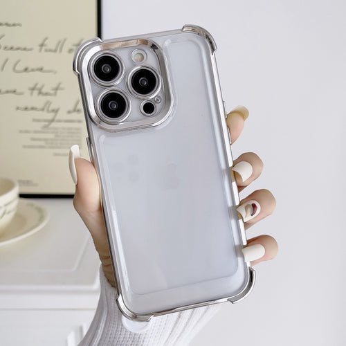 For iPhone 15 Pro Max Electroplating Four-corner Shockproof Space Phone Case(Silver) - HoMEdemic™ 