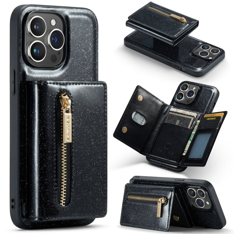 For iPhone 14 Pro Max DG.MING M3 Series Glitter Powder Card Bag Leather Case(Black) - HoMEdemic™ 