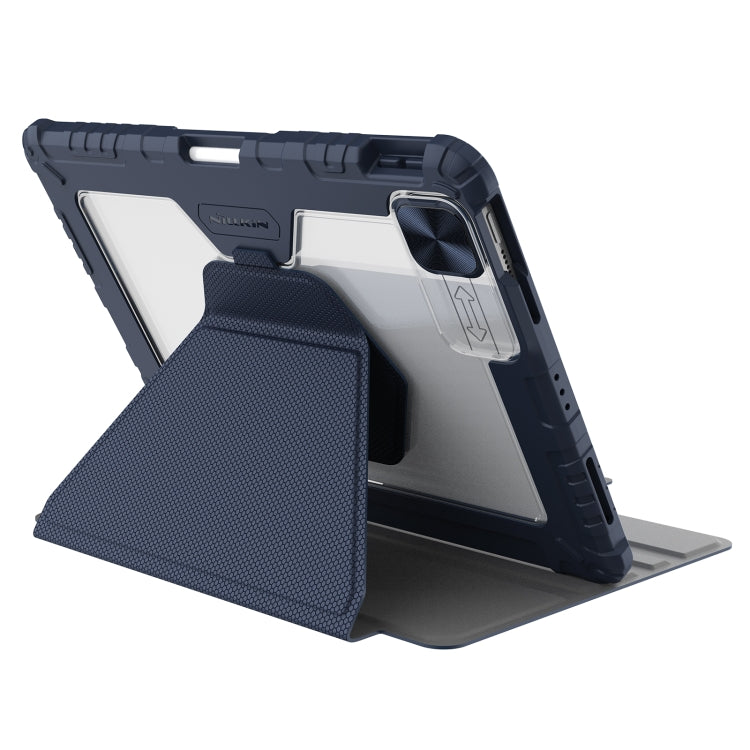 For iPad 10.2 2019 / 2020 / 2021 Nillkin Bumper Snapsafe Multifunctional Leather Tablet Case with Pen Slot(Blue) - HoMEdemic™ 