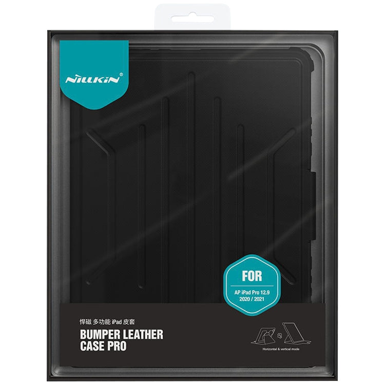 For iPad 10.2 2019 / 2020 / 2021 Nillkin Bumper Snapsafe Multifunctional Leather Tablet Case with Pen Slot(Black) - HoMEdemic™ 