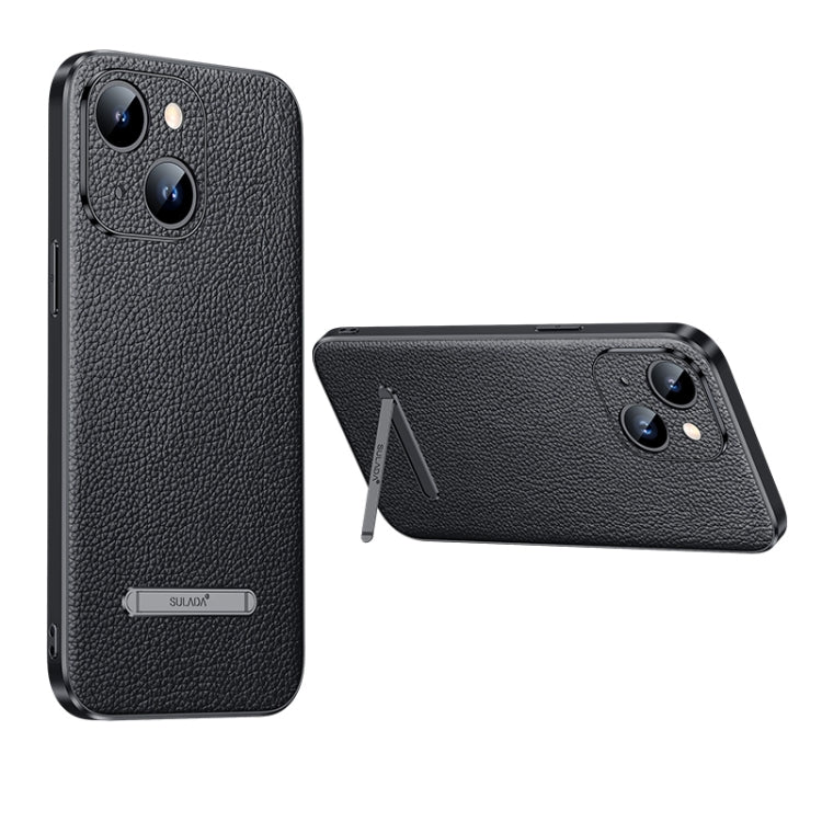 For iPhone 14 SULADA Famous Artisan Series Litchi Leather PC + TPU Phone Case(Black) - HoMEdemic™ 