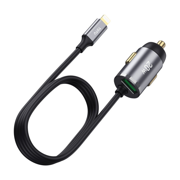 TOTUDESIGN 20W USB Car Fast Charging, Cable Length: 1.2m, Interface:8 Pin(Grey) - HoMEdemic™ 