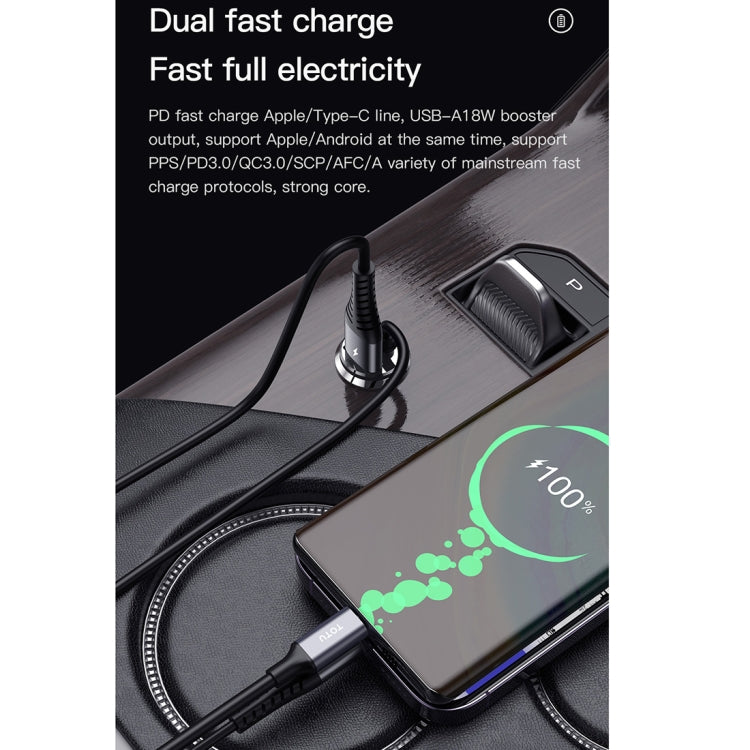 TOTUDESIGN 20W USB Car Fast Charging, Cable Length: 1.2m, Interface:8 Pin(Grey) - HoMEdemic™ 