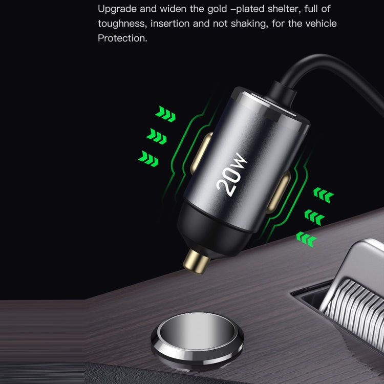 TOTUDESIGN 20W USB Car Fast Charging, Cable Length: 1.2m, Interface:8 Pin(Grey) - HoMEdemic™ 