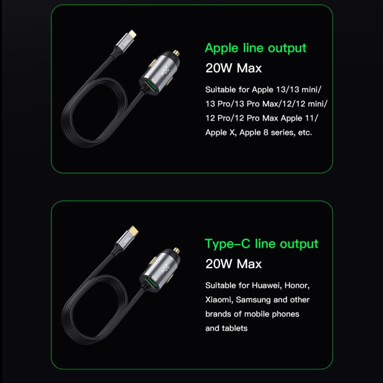 TOTUDESIGN 20W USB Car Fast Charging, Cable Length: 1.2m, Interface:8 Pin(Grey) - HoMEdemic™ 