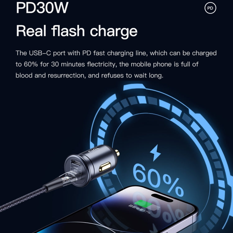 TOTUDESIGN 30W Car Fast Charging, Interface:USB-C / Type-C + USB-C / Type-C - HoMEdemic™ 