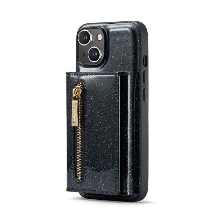 For iPhone 14 DG.MING M3 Series Glitter Powder Card Bag Leather Case(Black) - HoMEdemic™ 