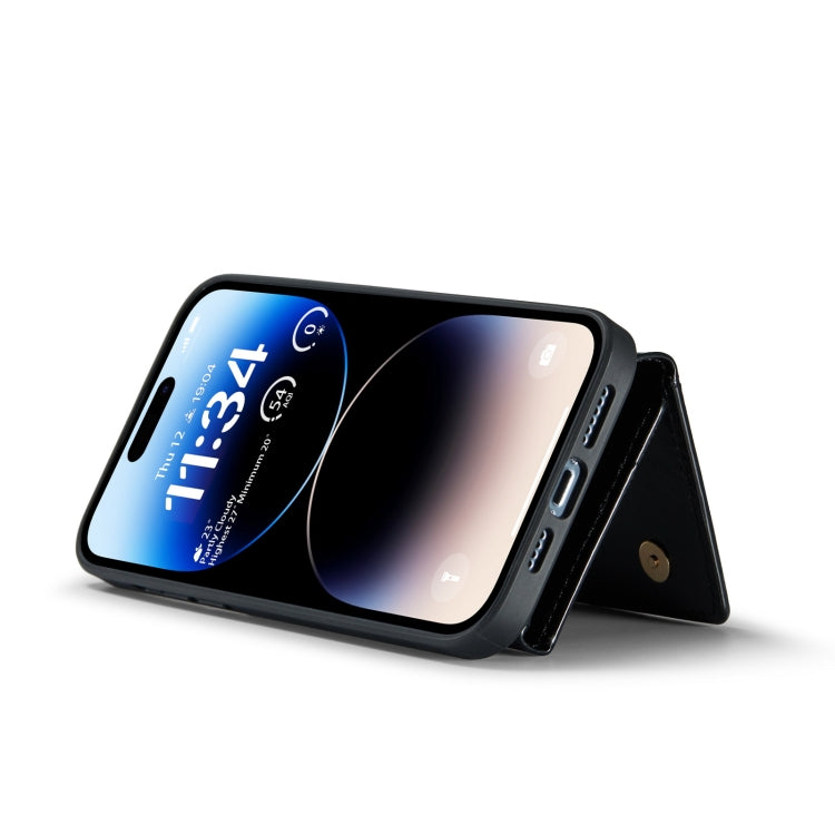 For iPhone 14 Pro DG.MING M3 Series Glitter Powder Card Bag Leather Case(Black) - HoMEdemic™ 