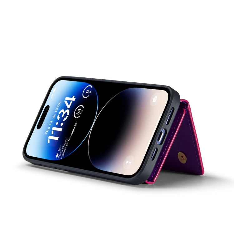 For iPhone 14 Pro DG.MING M3 Series Glitter Powder Card Bag Leather Case(Dark Purple) - HoMEdemic™ 
