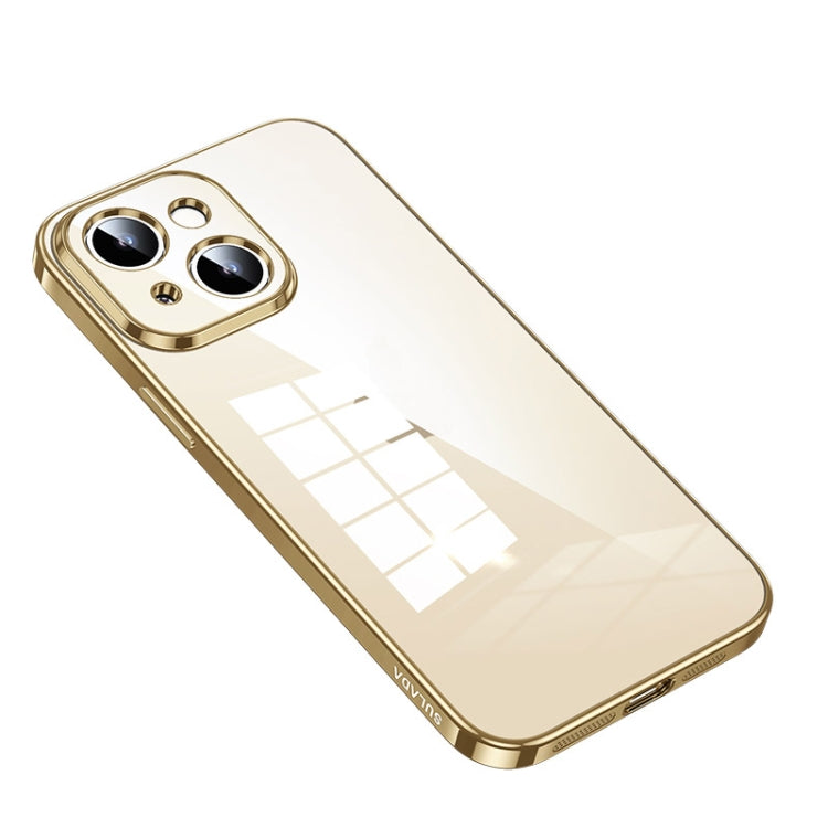 For iPhone 14 SULADA Shine Through Series Plating TPU Transparent Phone Protective Case(Gold) - HoMEdemic™ 