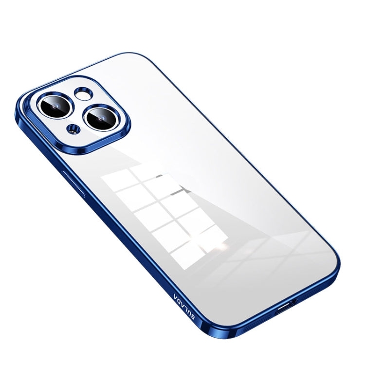 For iPhone 14 SULADA Shine Through Series Plating TPU Transparent Phone Protective Case(Blue) - HoMEdemic™ 