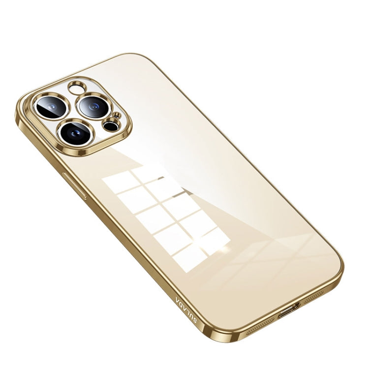 For iPhone 14 Pro SULADA Shine Through Series Plating TPU Transparent Phone Protective Case(Gold) - HoMEdemic™ 