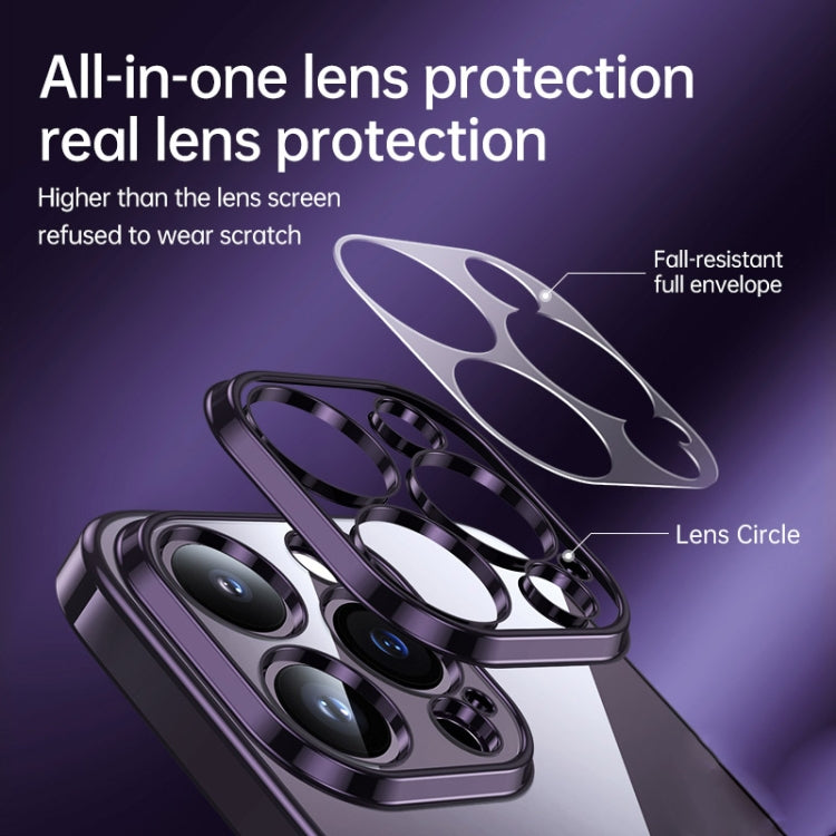 For iPhone 14 Pro SULADA Shine Through Series Plating TPU Transparent Phone Protective Case(Dark Purple) - HoMEdemic™ 