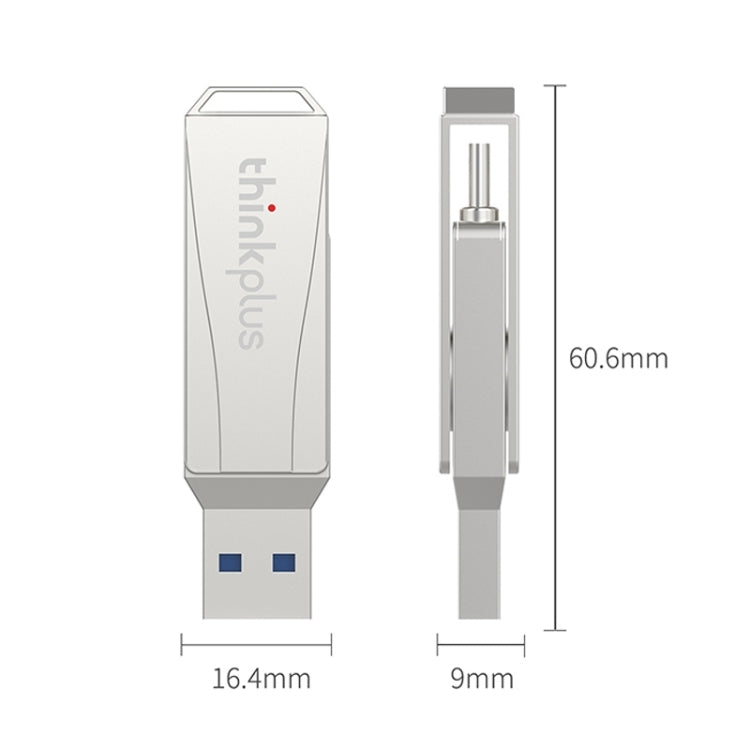 Lenovo Thinkplus MU252 USB 3.1 + USB-C / Type-C Flash Drive, Memory:256GB (Silver) - HoMEdemic™ 