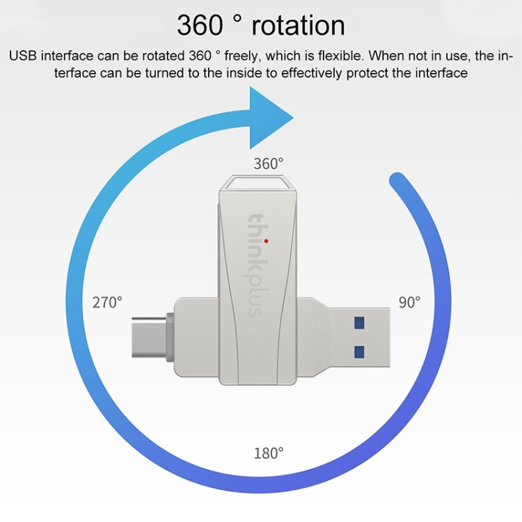 Lenovo Thinkplus MU252 USB 3.1 + USB-C / Type-C Flash Drive, Memory:256GB (Silver) - HoMEdemic™ 
