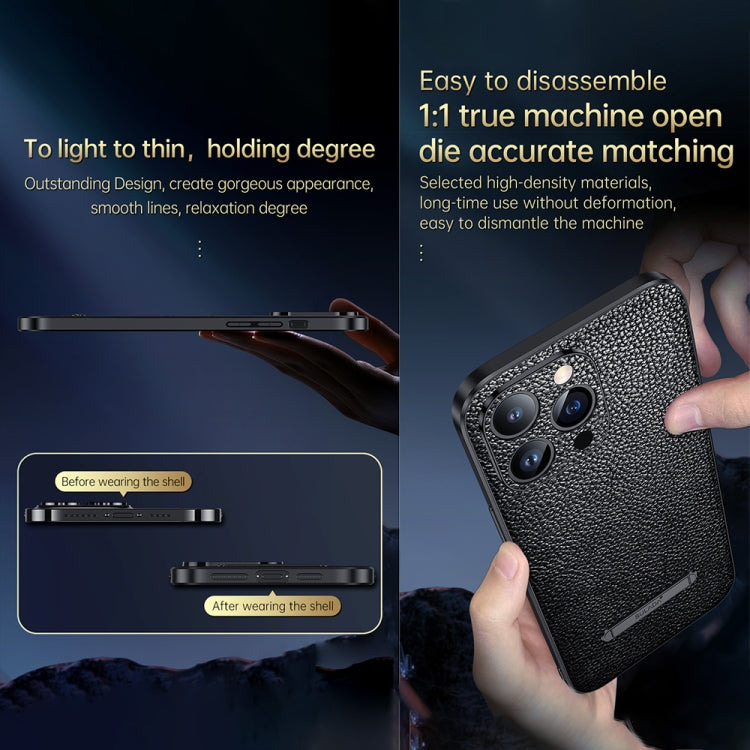 For iPhone 14 SULADA Invisible Bracket Leather Back Cover Phone Case(Dark Green) - HoMEdemic™ 