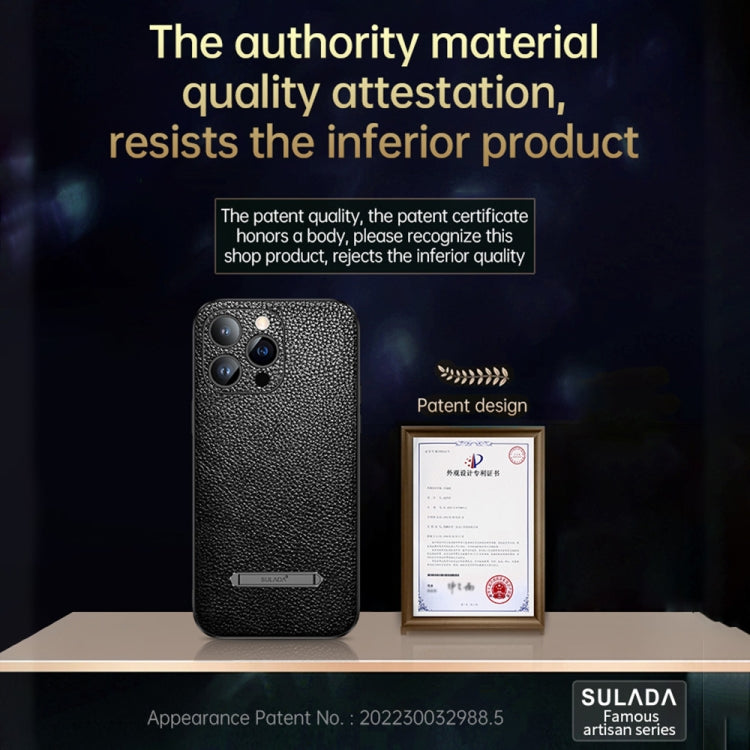 For iPhone 14 Pro SULADA Invisible Bracket Leather Back Cover Phone Case(Black) - HoMEdemic™ 