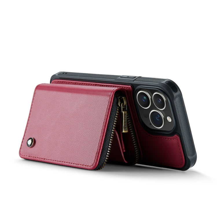 For iPhone 14 Pro JEEHOOD C22 Series Zipper Wallet Phone Case with Long and Short Lanyard(Red) - HoMEdemic™ 