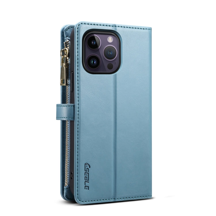 For iPhone 14 Pro Max ESEBLE Star Series Lanyard Zipper Wallet RFID Leather Case(Blue) - HoMEdemic™ 
