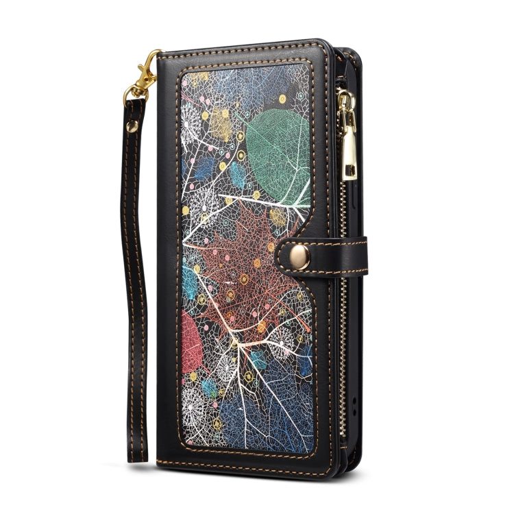 For iPhone 14 ESEBLE Star Series Lanyard Zipper Wallet RFID Leather Case(Black) - HoMEdemic™ 