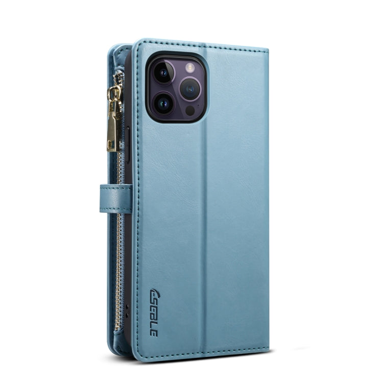 For iPhone 12 Pro ESEBLE Star Series Lanyard Zipper Wallet RFID Leather Case(Blue) - HoMEdemic™ 