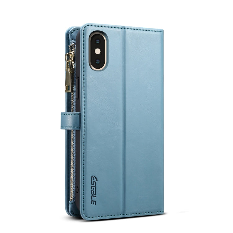 For iPhone XS / X ESEBLE Star Series Lanyard Zipper Wallet RFID Leather Case(Blue) - HoMEdemic™ 
