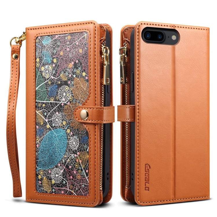 For iPhone 6s Plus / 6 Plus ESEBLE Star Series Lanyard Zipper Wallet RFID Leather Case(Brown) - HoMEdemic™ 