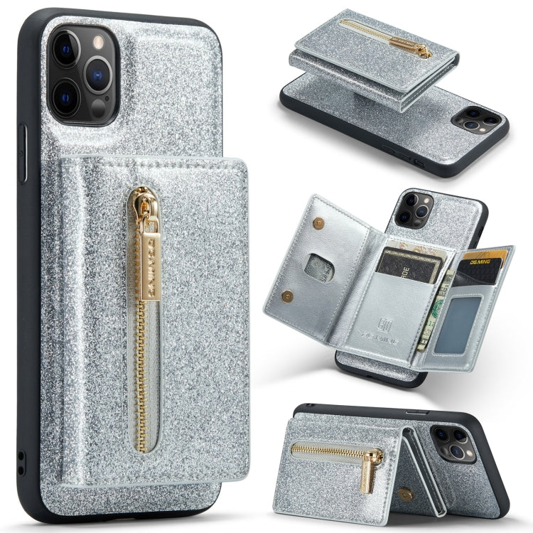 For iPhone 11 Pro DG.MING M3 Series Glitter Powder Card Bag Leather Case(Silver) - HoMEdemic™ 