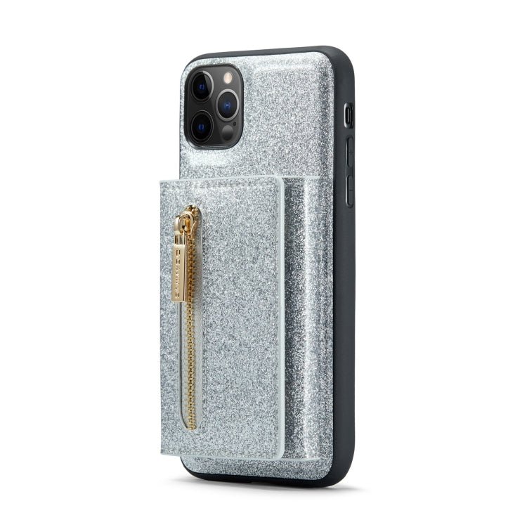 For iPhone 11 Pro DG.MING M3 Series Glitter Powder Card Bag Leather Case(Silver) - HoMEdemic™ 