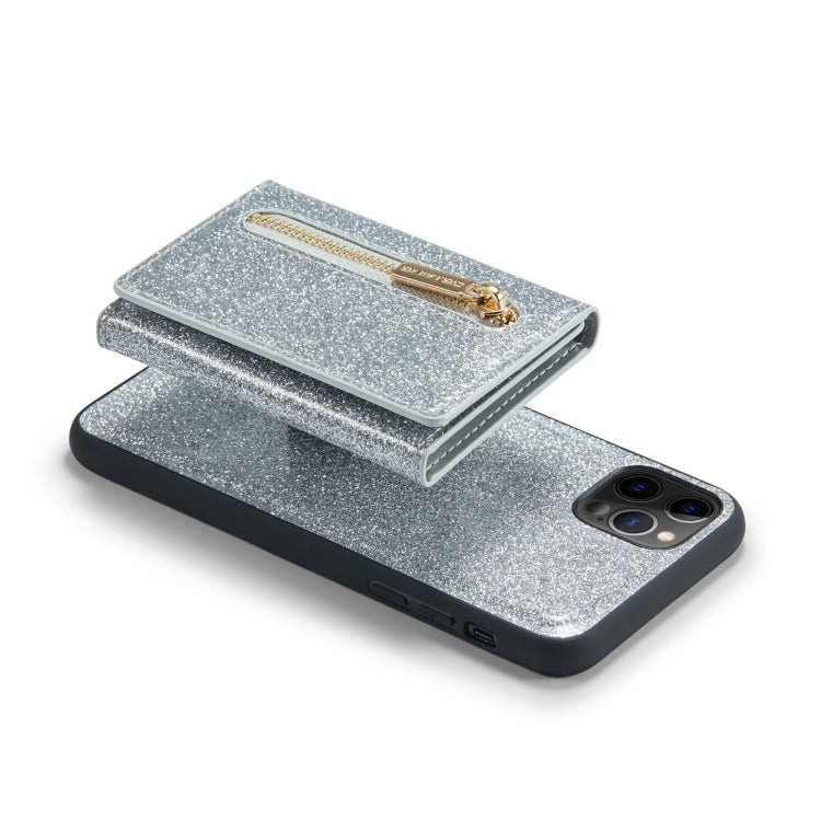 For iPhone 11 Pro DG.MING M3 Series Glitter Powder Card Bag Leather Case(Silver) - HoMEdemic™ 