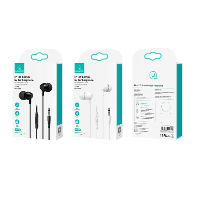 USAMS US-SJ594 EP-47 3.5mm In-Ear Wired Earphone, Length: 1.2m(Black) - HoMEdemic™ 
