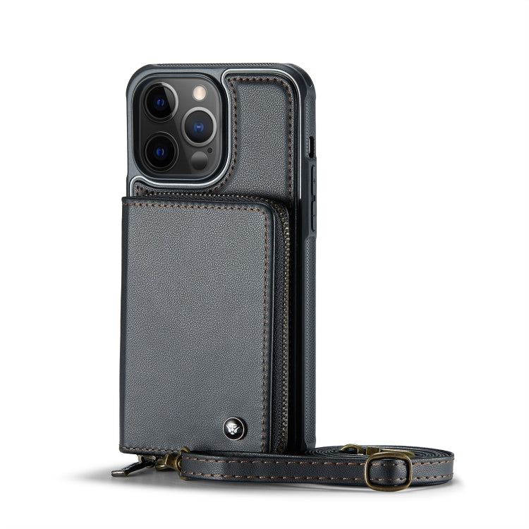 For iPhone 12 Pro Max JEEHOOD C22 Series Zipper Wallet Leather Phone Case with Dual Lanyard(Black) - HoMEdemic™ 