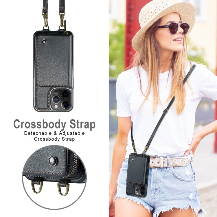 For iPhone 12 Pro Max JEEHOOD C22 Series Zipper Wallet Leather Phone Case with Dual Lanyard(Black) - HoMEdemic™ 