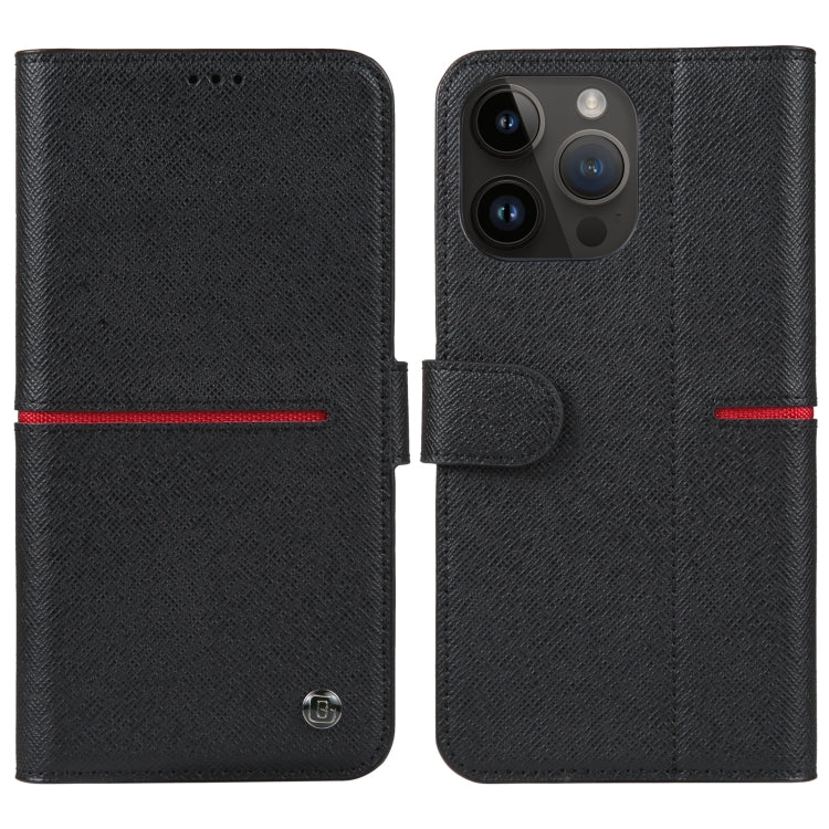 For iPhone 14 Pro GEBEI Top-grain Horizontal Flip Leather Phone Case(Black) - HoMEdemic™ 