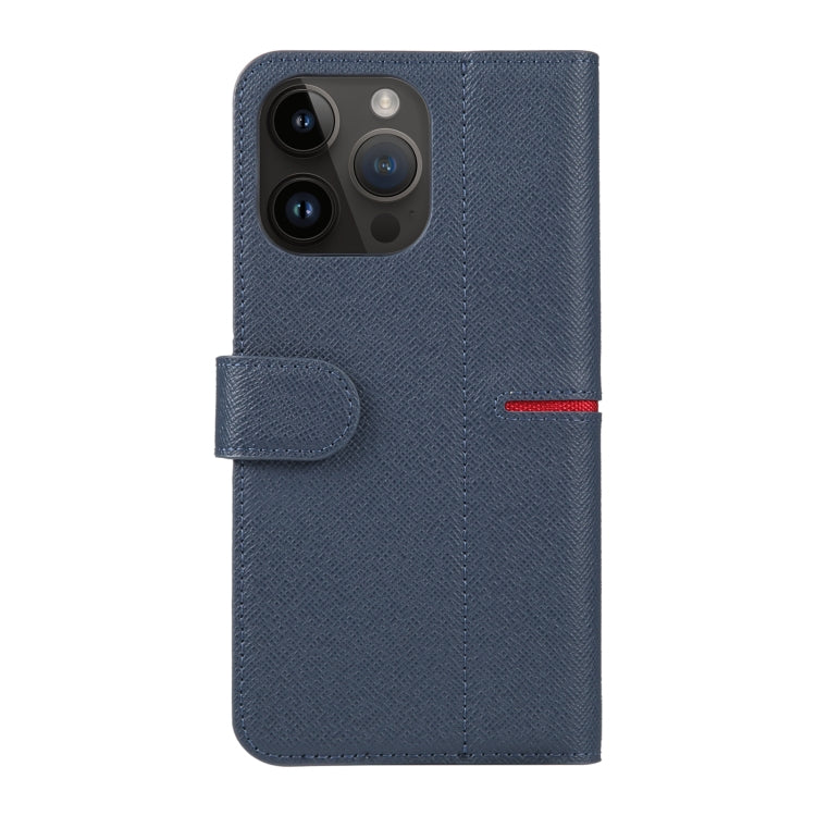 For iPhone 14 Pro GEBEI Top-grain Horizontal Flip Leather Phone Case(Blue) - HoMEdemic™ 
