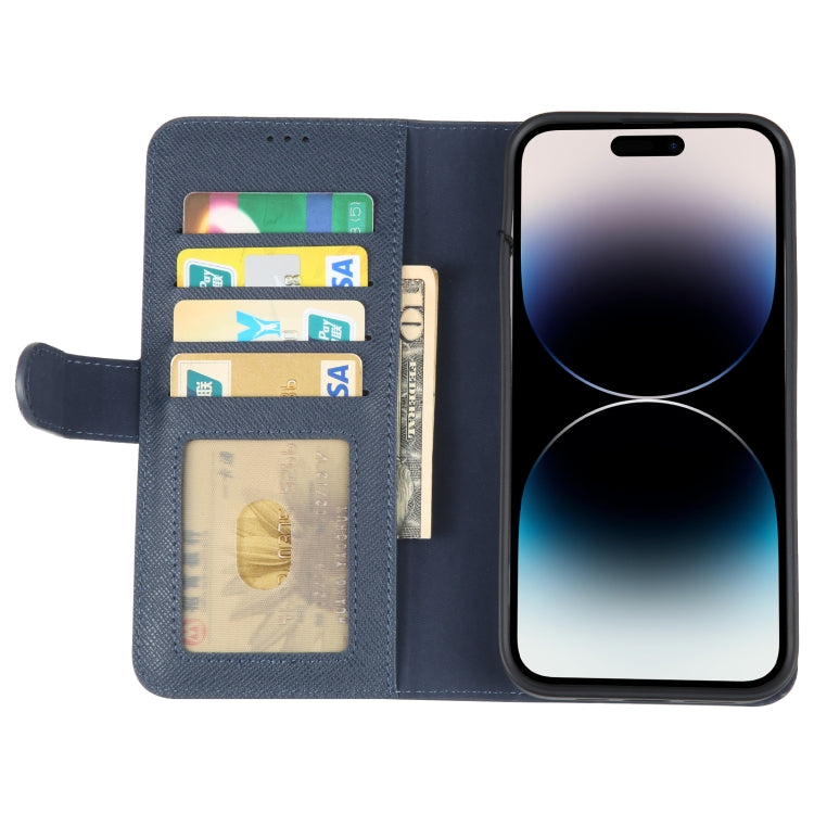 For iPhone 14 Pro GEBEI Top-grain Horizontal Flip Leather Phone Case(Blue) - HoMEdemic™ 