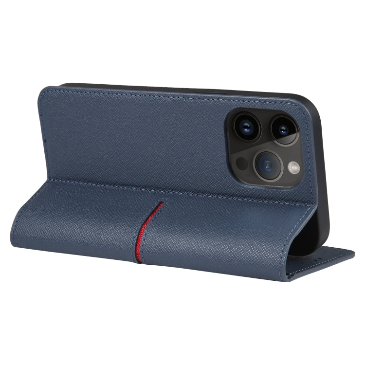 For iPhone 14 Pro GEBEI Top-grain Horizontal Flip Leather Phone Case(Blue) - HoMEdemic™ 