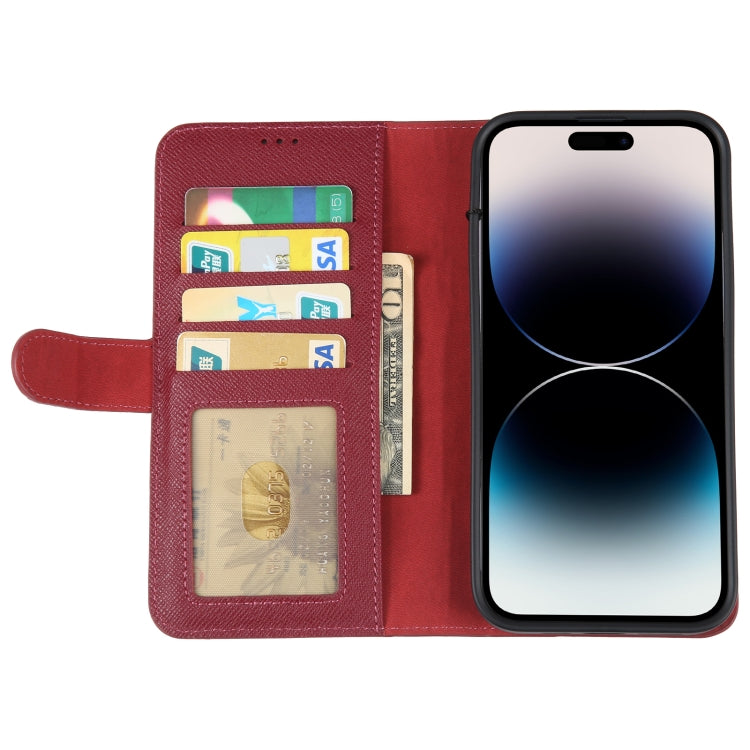 For iPhone 14 Pro GEBEI Top-grain Horizontal Flip Leather Phone Case(Wine Red) - HoMEdemic™ 