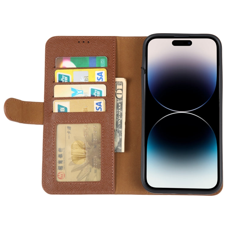 For iPhone 14 Pro GEBEI Top-grain Horizontal Flip Leather Phone Case(Brown) - HoMEdemic™ 