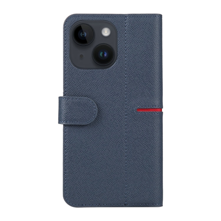 For iPhone 14 GEBEI Top-grain Horizontal Flip Leather Phone Case(Blue) - HoMEdemic™ 