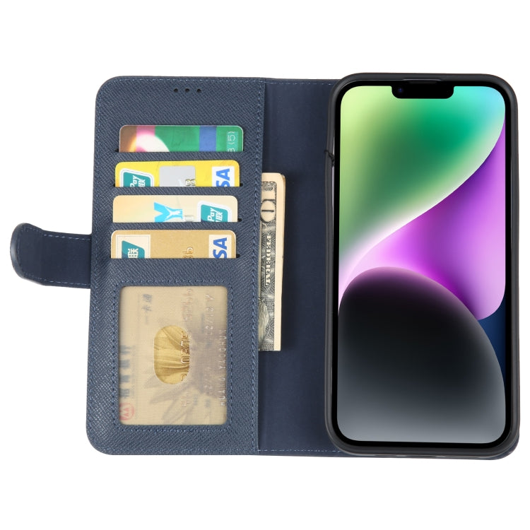 For iPhone 14 GEBEI Top-grain Horizontal Flip Leather Phone Case(Blue) - HoMEdemic™ 