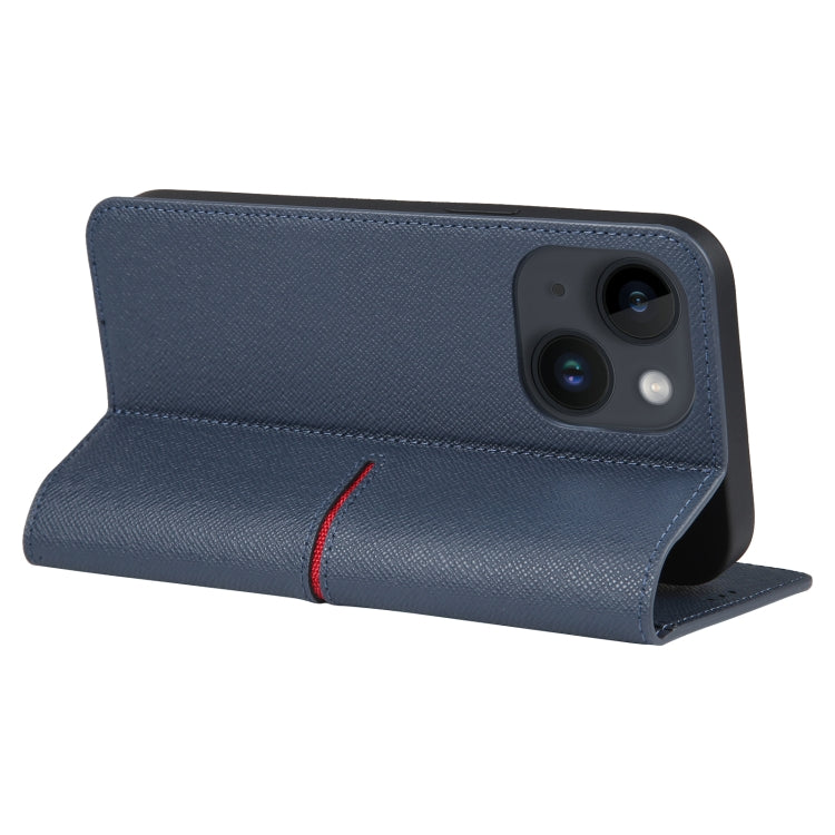 For iPhone 14 GEBEI Top-grain Horizontal Flip Leather Phone Case(Blue) - HoMEdemic™ 