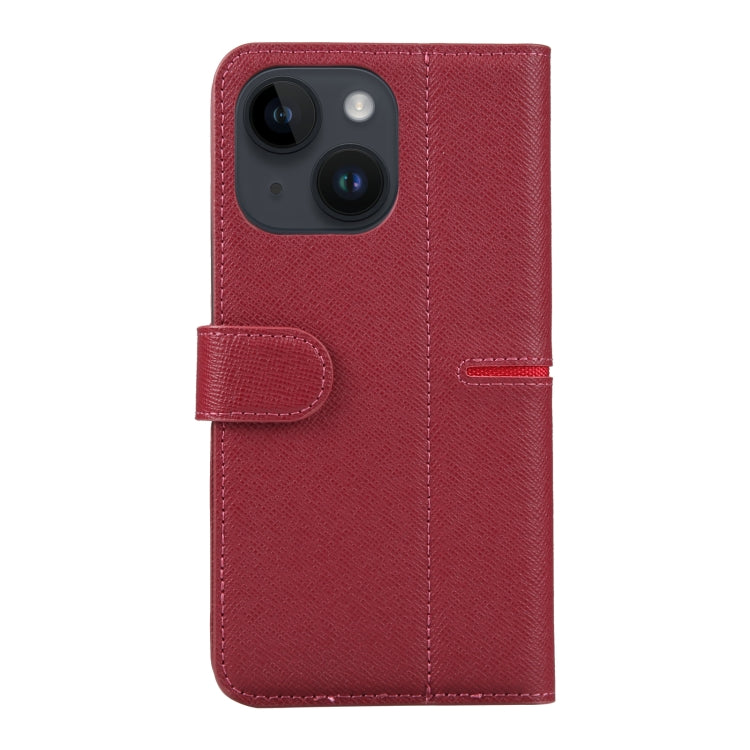 For iPhone 14 GEBEI Top-grain Horizontal Flip Leather Phone Case(Wine Red) - HoMEdemic™ 