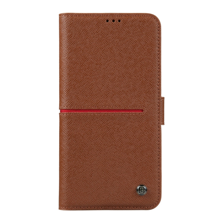 For iPhone 14 GEBEI Top-grain Horizontal Flip Leather Phone Case(Brown) - HoMEdemic™ 