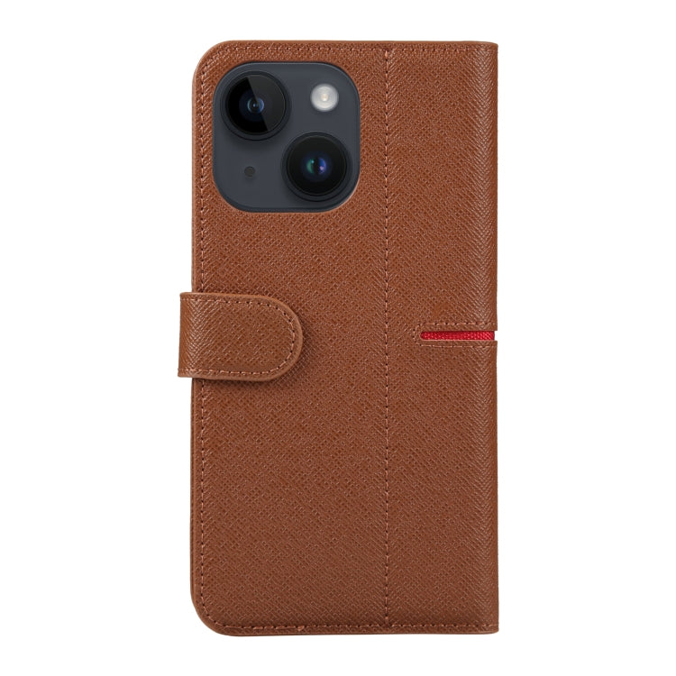 For iPhone 14 GEBEI Top-grain Horizontal Flip Leather Phone Case(Brown) - HoMEdemic™ 