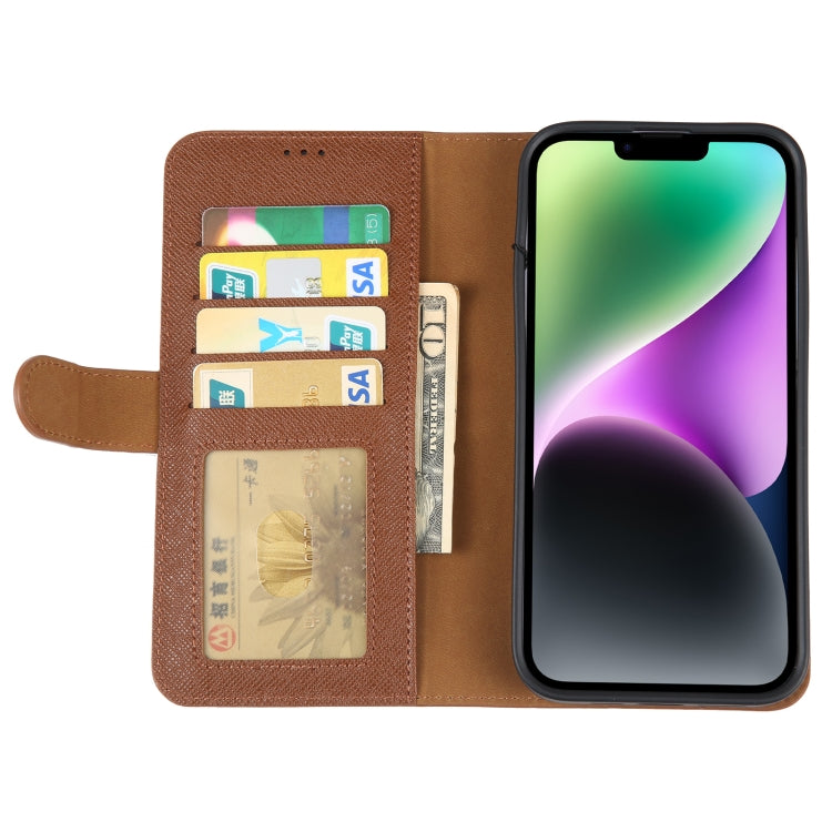 For iPhone 14 GEBEI Top-grain Horizontal Flip Leather Phone Case(Brown) - HoMEdemic™ 