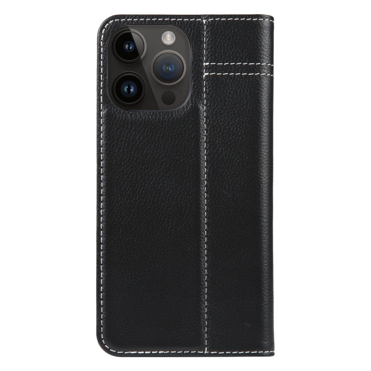 For iPhone 14 Pro GEBEI Top-grain Horizontal Flip Leather Phone Case(Black) - HoMEdemic™ 