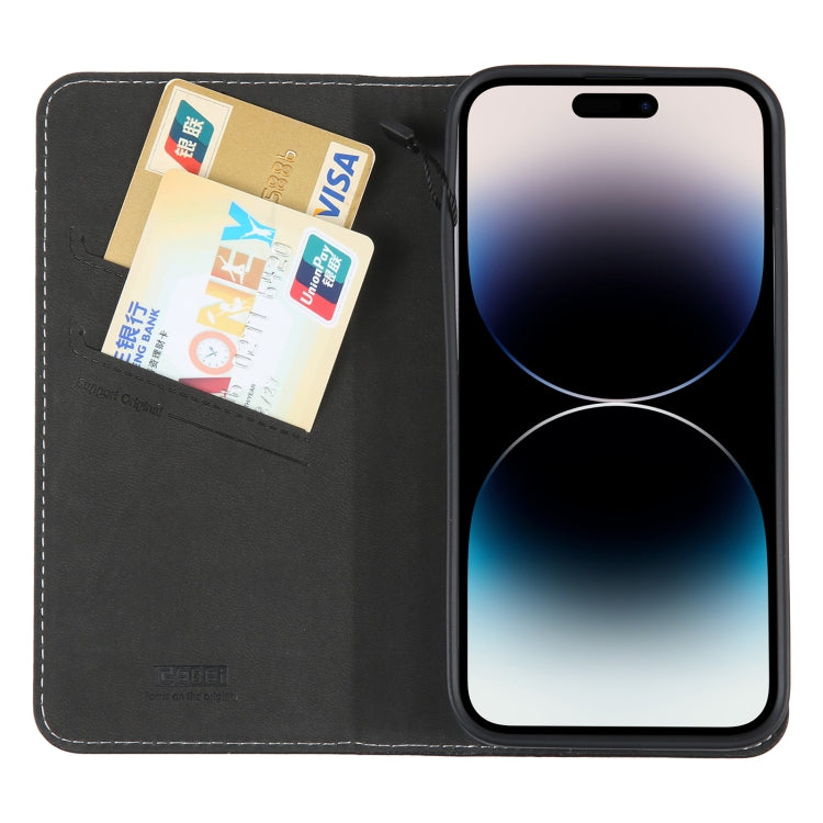 For iPhone 14 Pro GEBEI Top-grain Horizontal Flip Leather Phone Case(Black) - HoMEdemic™ 