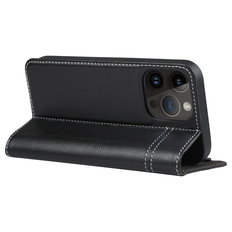 For iPhone 14 Pro GEBEI Top-grain Horizontal Flip Leather Phone Case(Black) - HoMEdemic™ 
